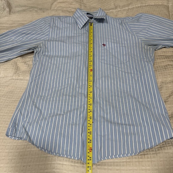 Abercrombie And Fitch Mens Blue Striped Long Sleeve Button Down Shirt Size L - Picture 9 of 11